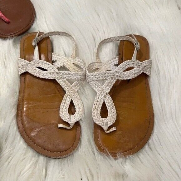 3 Pairs of Sandals Merona SO Braided White Tan Patent Pink - Picture 5 of 11